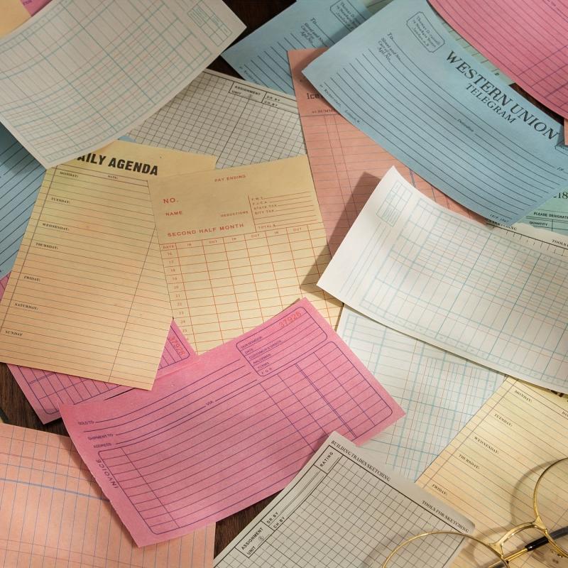 50PCS Retro Bill Memo Pad Narrative Chapter Series Material Decorative Paper