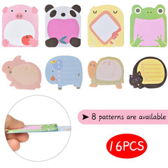 16pcs Animal Sticky Notes Cartoon Sticky Notes Creative Self Sticky Notes