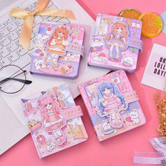 Leather Magnetic Buckle Hand Account Book Mini Cartoon Notebook