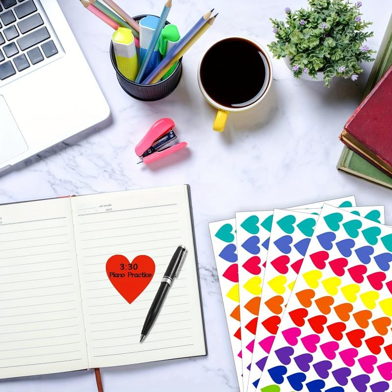 700 Colored Heart Dot Stickers 10 Colors Coding Labels Sticky Dots