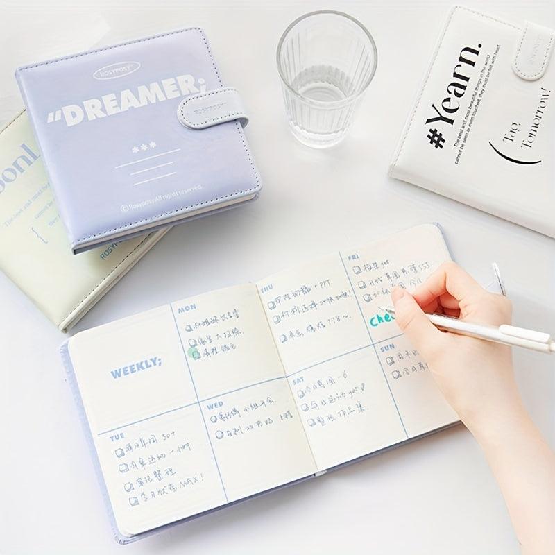 Square Magnetic Buckle Book Ins Style Solid Pu Notepad Notebook