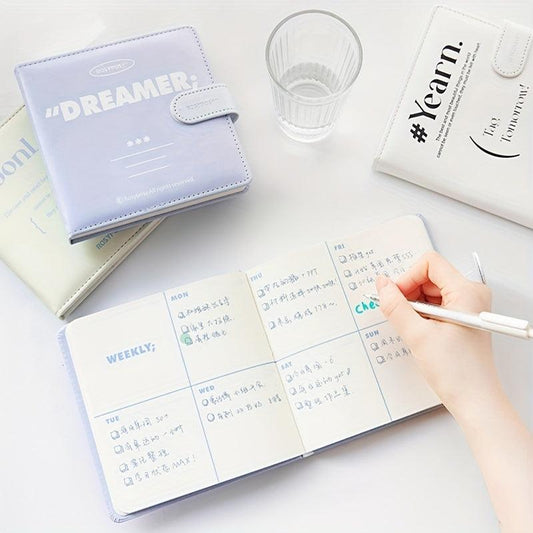 Square Magnetic Buckle Book Ins Style Solid Pu Notepad Notebook