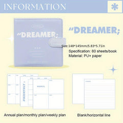 Square Magnetic Buckle Book Ins Style Solid Pu Notepad Notebook