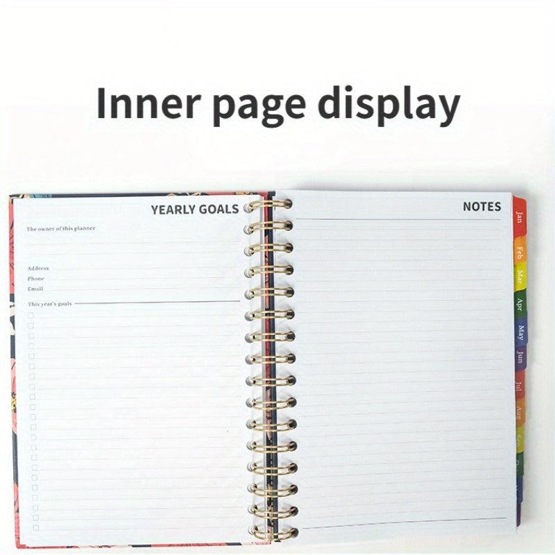 Monthly Planner A5 Schedule Flower Hard Shell Coil Notebook