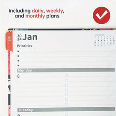 Monthly Planner A5 Schedule Flower Hard Shell Coil Notebook