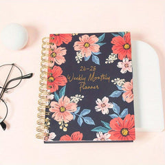 Monthly Planner A5 Schedule Flower Hard Shell Coil Notebook
