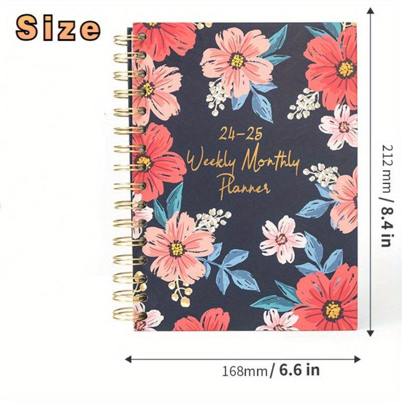 Monthly Planner A5 Schedule Flower Hard Shell Coil Notebook