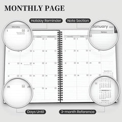 1PC Planner Weekly Monthly Calendar Spiral 12 Months From JAN to DEC Office Plan