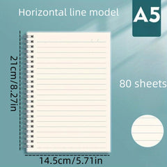 80 Sheets Matte PP Cover Coil Notebook B5 A5 A6 Thickened for Diary Schedule