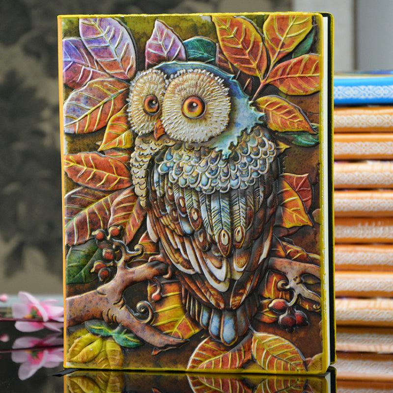 Vintage Owl A5 Embossed Journal Notepad Travel Planner School Office Gift