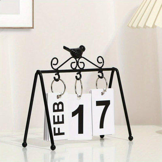 Metal Golden Desk Calendar Flip Perpetual Vintage Home Calendar