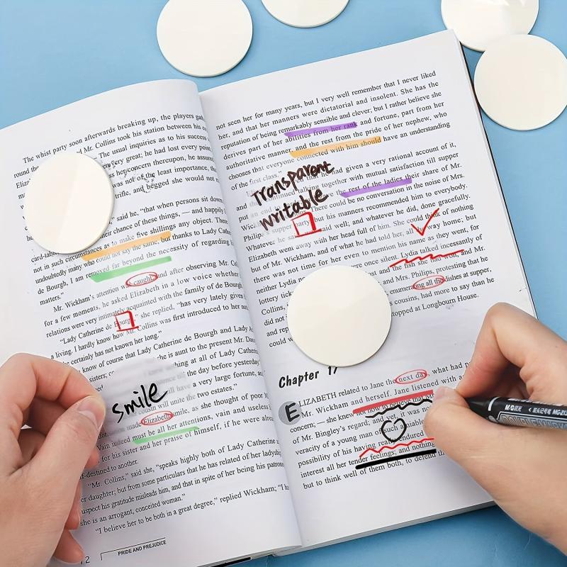 300pcs Round Clear Sticky Notes Office & School Supplies Marking & Organizing