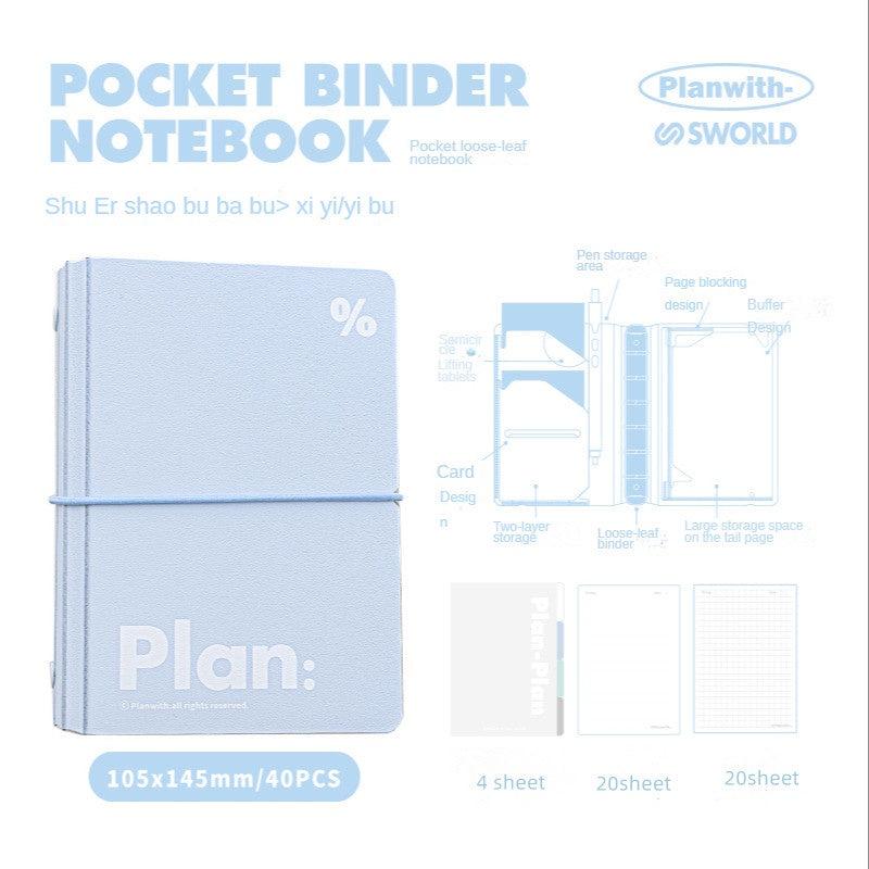 A7 Mini Notebook Simplicity Journal 6 Ring Loose Leaf Pocket Planner