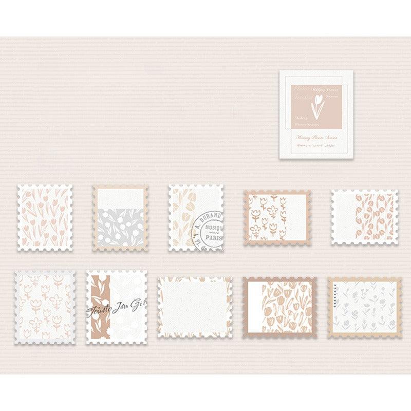 20pcs Art Romantic Plants Flowers Stamp Style Memos for Scrapbook Envelopes