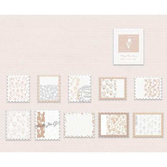 20pcs Art Romantic Plants Flowers Stamp Style Memos for Scrapbook Envelopes
