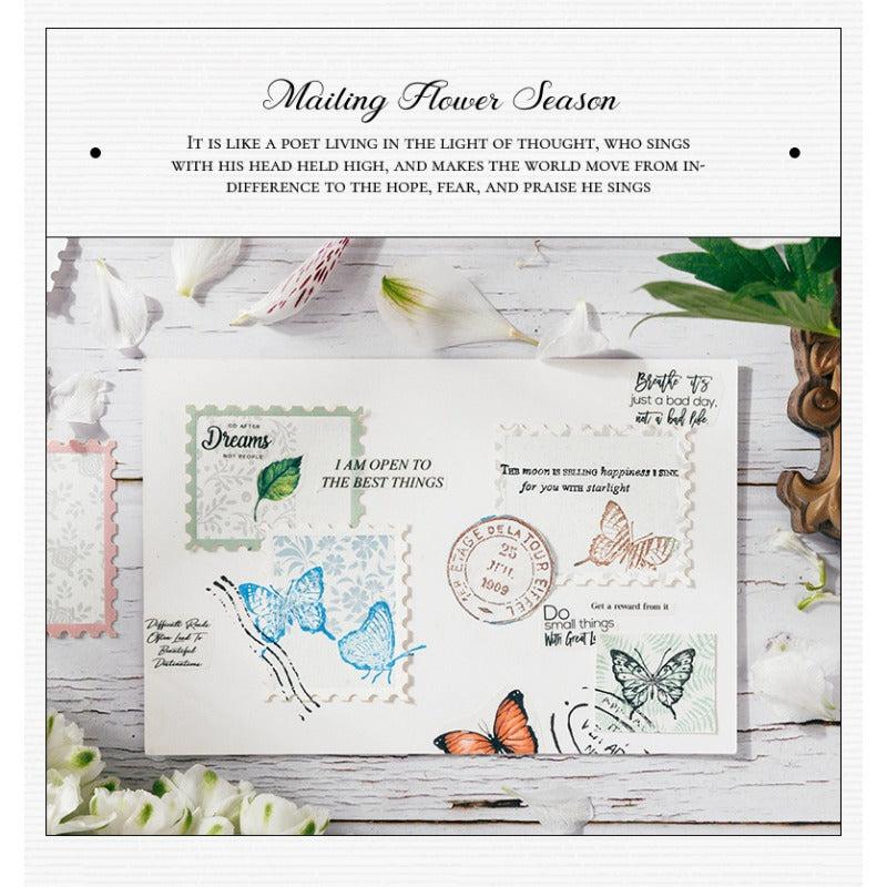 20pcs Art Romantic Plants Flowers Stamp Style Memos for Scrapbook Envelopes