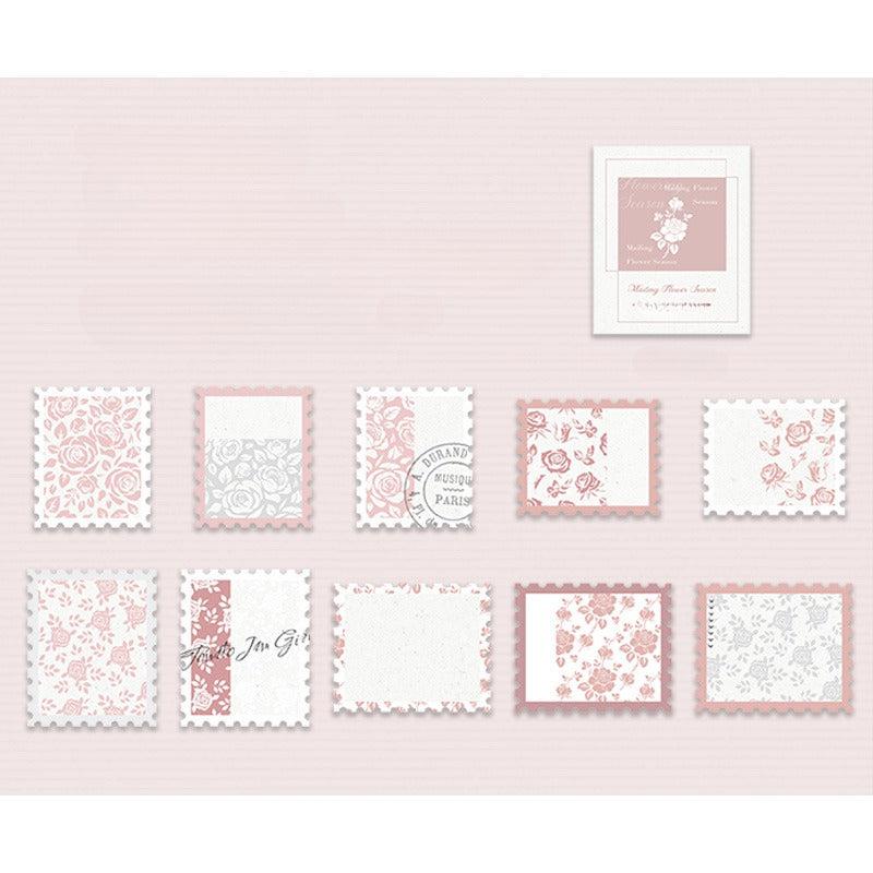 20pcs Art Romantic Plants Flowers Stamp Style Memos for Scrapbook Envelopes