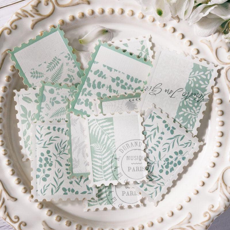20pcs Art Romantic Plants Flowers Stamp Style Memos for Scrapbook Envelopes