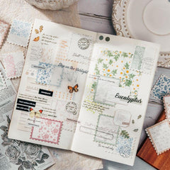 20pcs Art Romantic Plants Flowers Stamp Style Memos for Scrapbook Envelopes
