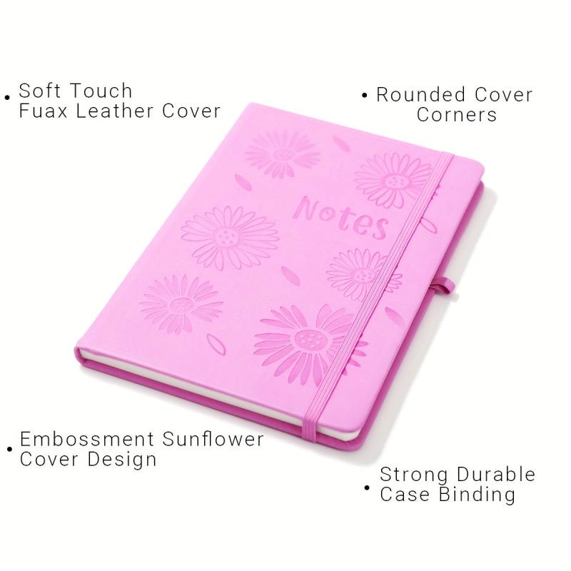 A5 Flower PU Notebook 14 48x21 08cm Thickened Paper - Home Office School Use