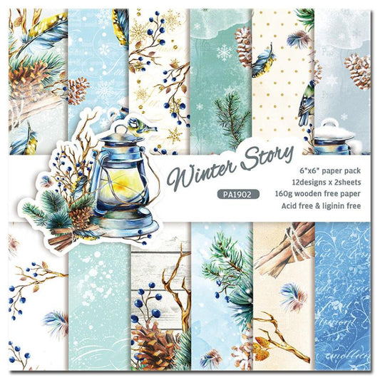 24 Sheets DIY Scrapbook Winter Story Checkered Background Paper