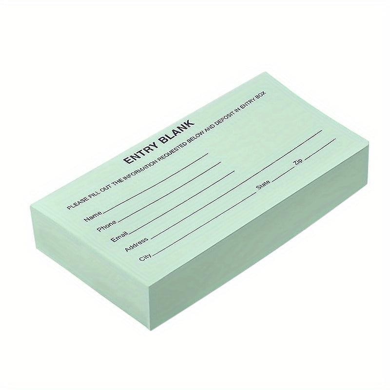250pcs Raffle Ticket Sheets Blank Entry Forms Multicolor Fundraising Item