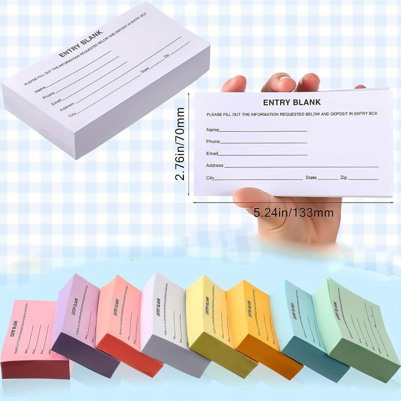 250pcs Raffle Ticket Sheets Blank Entry Forms Multicolor Fundraising Item