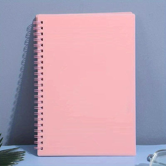 1pc A5 Spiral Notebook Plastic Hardcover 8mm Ruled 358 Sheets Light Pink/Green