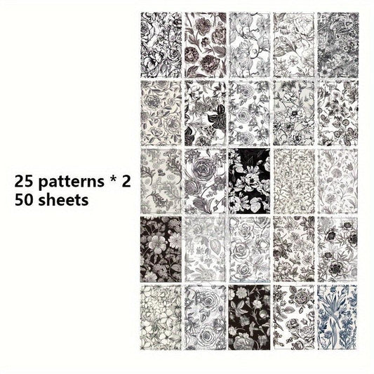 50 Sheets Plant Theme DIY Decorative Paper for Greeting Cards Origami Scrapbook