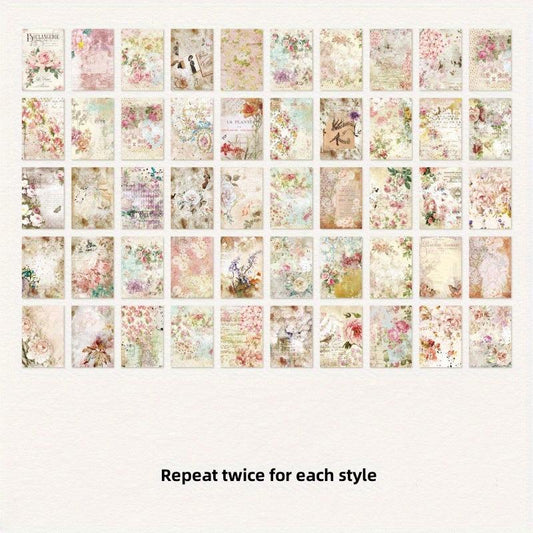 100pcs Flower Shadow Retro Hand Ledger Material Decoration