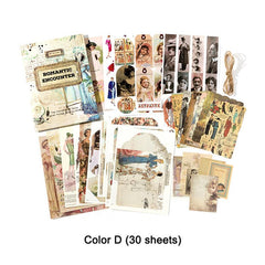 Vintage Scrapbooking Supplies Kit - Unlock Your Creativity with 30 Sheets