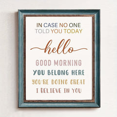 Motivational Wall Art Hello Good Morning You're Doing Great Teacher Gift