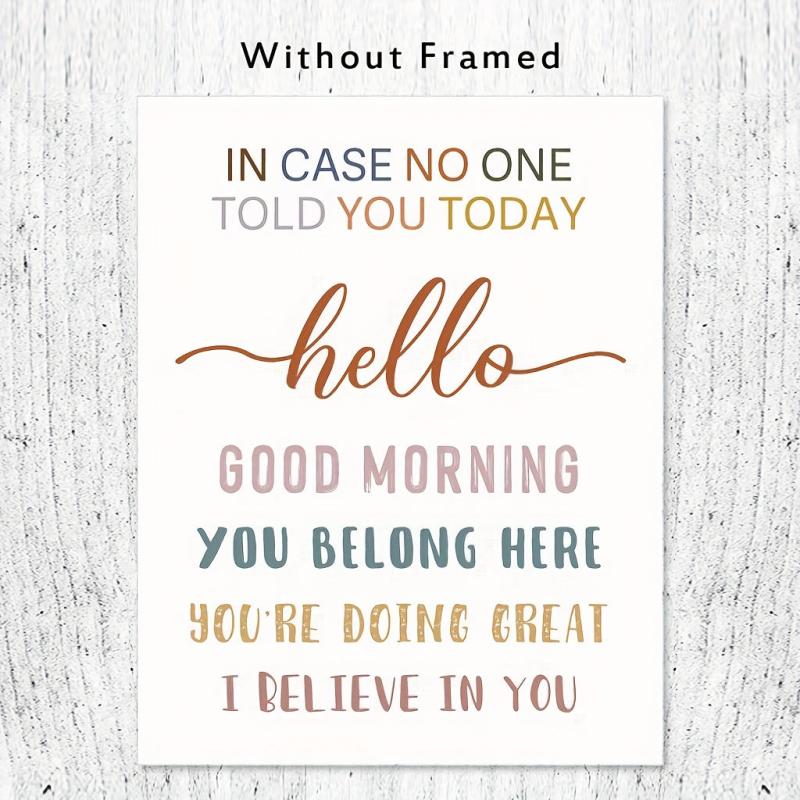 Motivational Wall Art Hello Good Morning You're Doing Great Teacher Gift