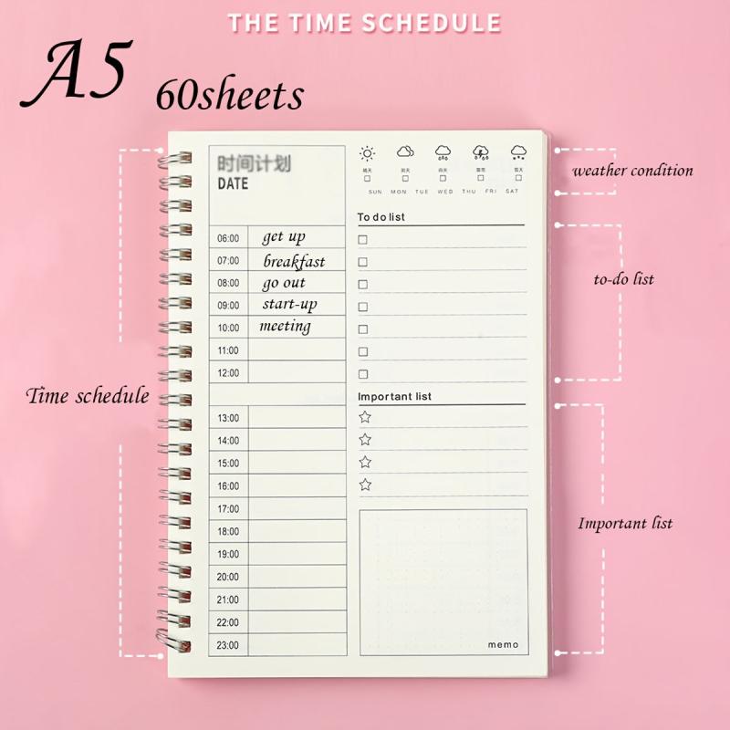 Transparent Cover Coil Notepad 60sheets Time Planner