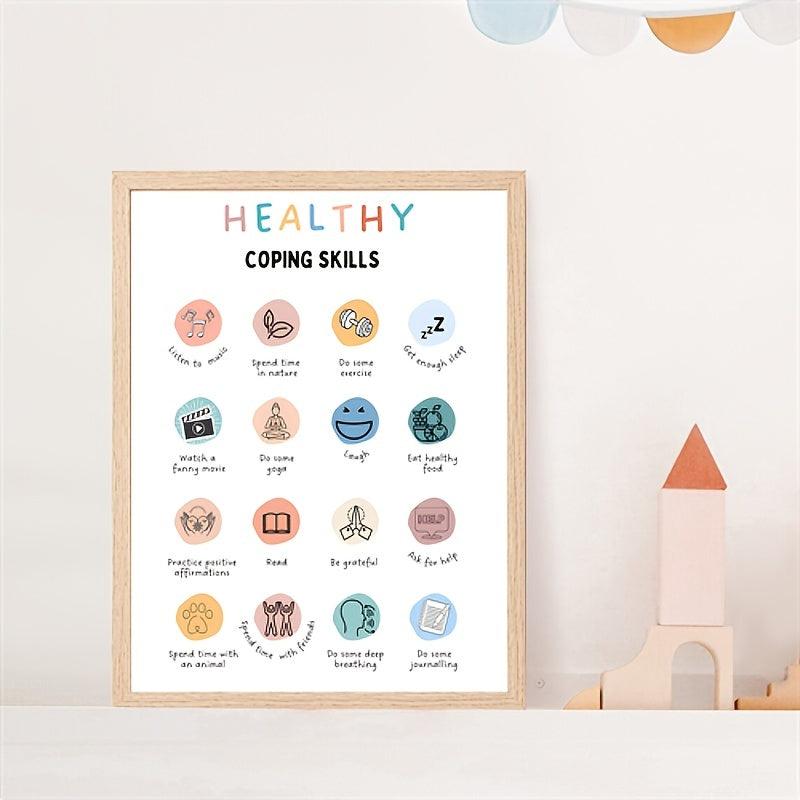 Counselor Office Decor Coping Skills Poster Self Care Therapy Tools Art