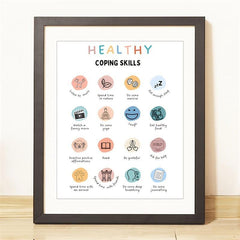 Counselor Office Decor Coping Skills Poster Self Care Therapy Tools Art