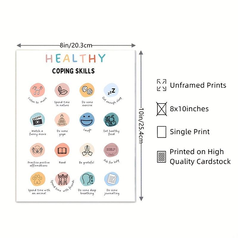Counselor Office Decor Coping Skills Poster Self Care Therapy Tools Art