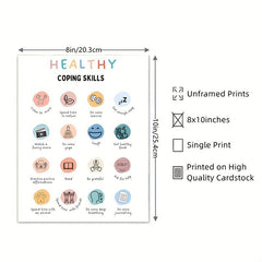 Counselor Office Decor Coping Skills Poster Self Care Therapy Tools Art