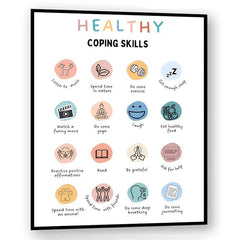Counselor Office Decor Coping Skills Poster Self Care Therapy Tools Art