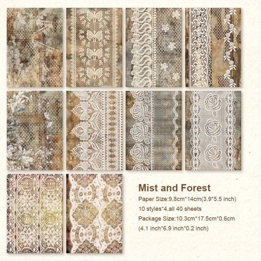 40pcs Vintage Cutout Lace Paper Scrapbooking Materials