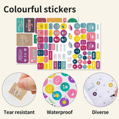 English Dateless Weekly & Monthly Planner Notebook with 6 Stickers
