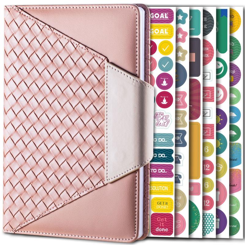 English Dateless Weekly & Monthly Planner Notebook with 6 Stickers