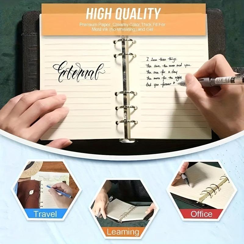 A6 Filler Paper 6 Hole Loose Leaf Paper Refillable Clip Notebook Planner Diary