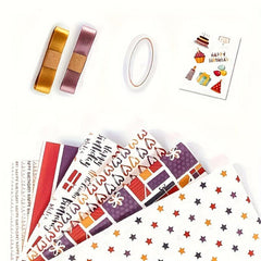 6pcs Colorful Cartoon Birthday Gift Wrapping Paper Roll