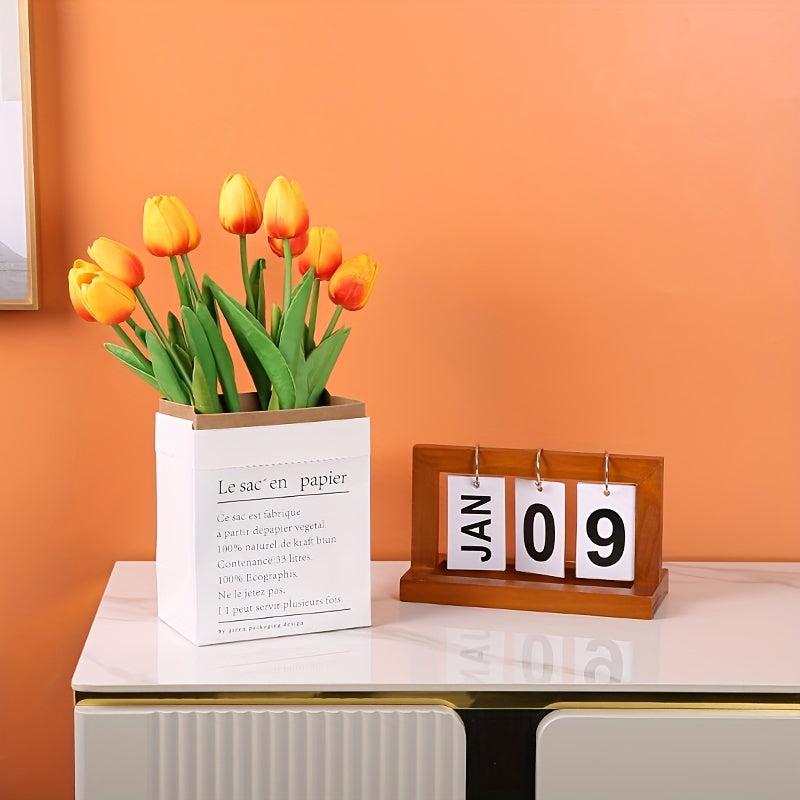 Wooden Flip Page Perpetual Calendar for Home Decor & Desk