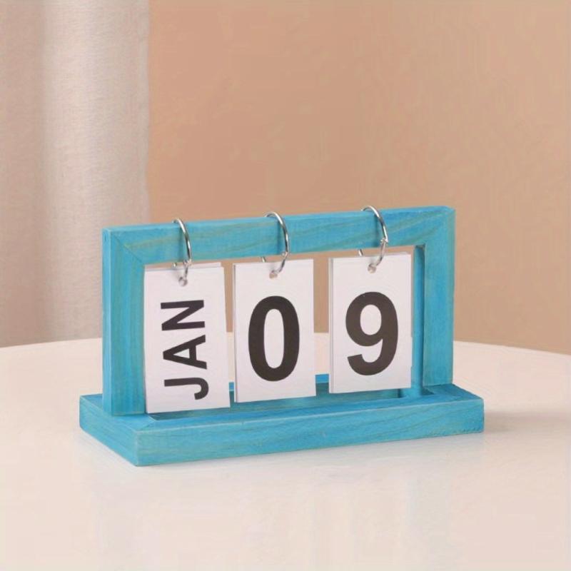 Wooden Flip Page Perpetual Calendar for Home Decor & Desk