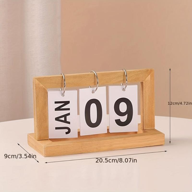 Wooden Flip Page Perpetual Calendar for Home Decor & Desk