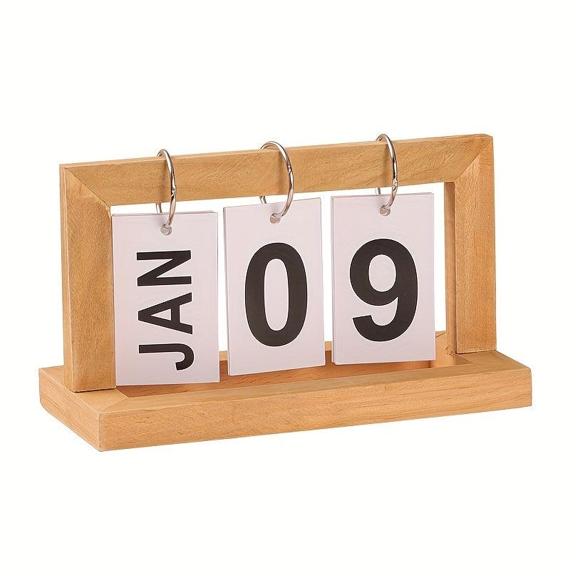 Wooden Flip Page Perpetual Calendar for Home Decor & Desk