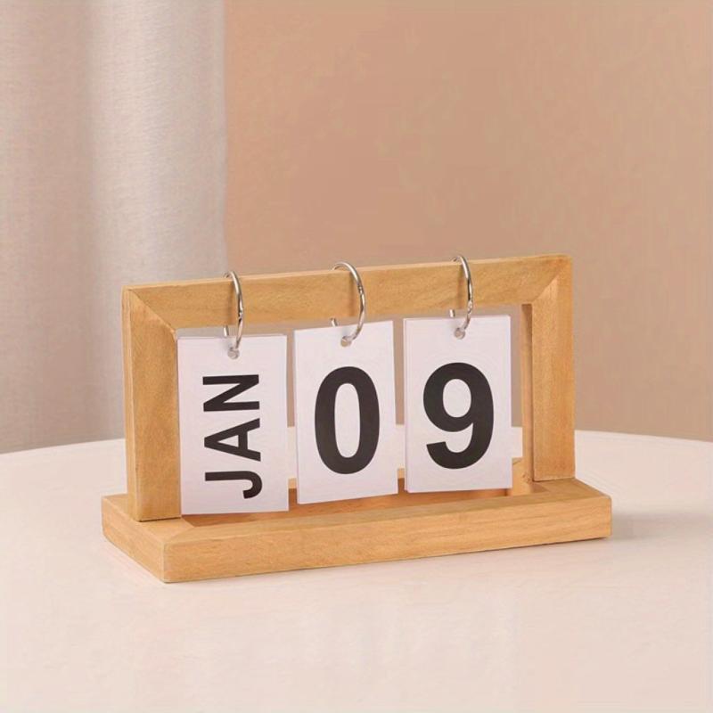 Wooden Flip Page Perpetual Calendar for Home Decor & Desk