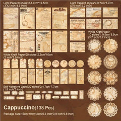138pcs Vintage Retro Labels & Stickers for Scrapbooking Junk Journals